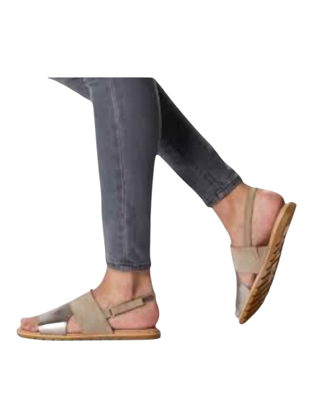 Sorel Ella II Slingback Sandals Womens 8 Ash Brown Chalk Metallic Leather Suede